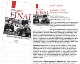 Informe final - Un libro de Carlos Orellana
